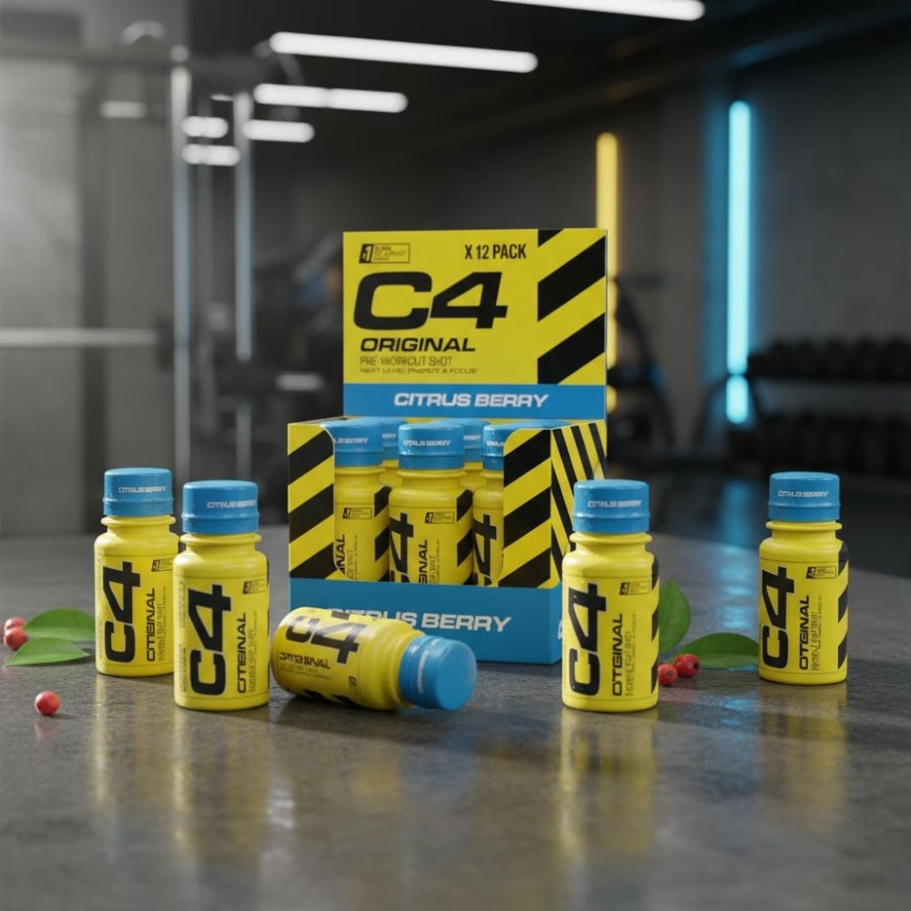 C4 Original Shots Citrus Berry dans une salle de sport